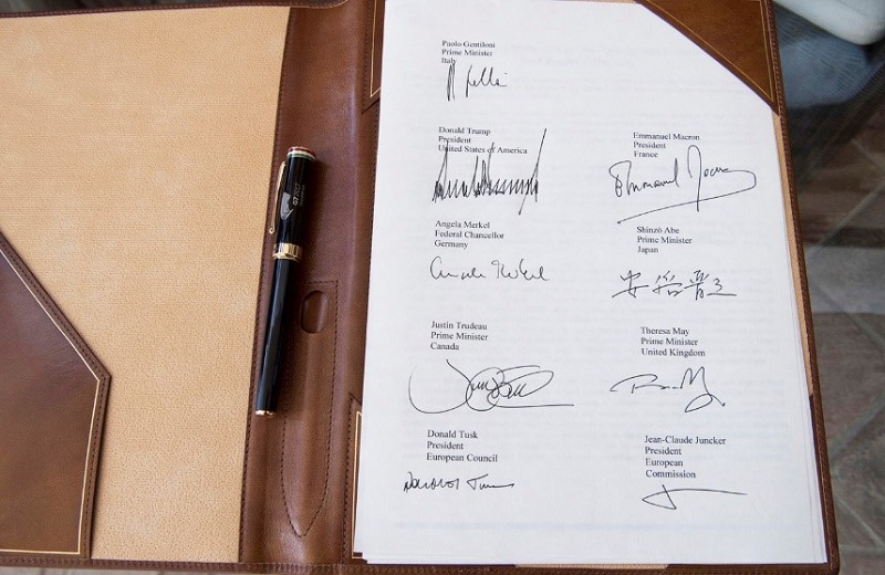 firma documneto congiunto G7 Taormina