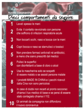 opuscolo coronavirus Ministero Sanità