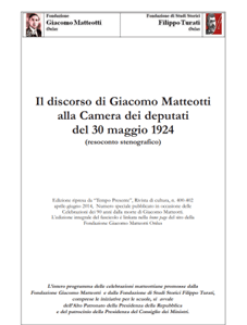 Resoconto stenografico del discorso di Giacomo Matteotti - Camera dei Deputati 30 maggio 1924